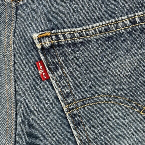 Levi’s SZ 25 Jean Shorts Frayed Hems Zip-Fly Hi-Rise by The Vintage Twin Blue - Picture 4 of 6